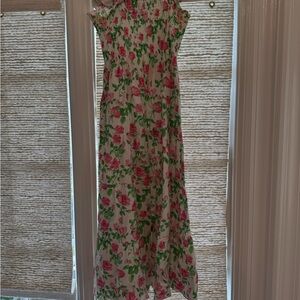 Hill House Pink and Green Floral Maxi Dress